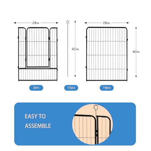 Dog Playpen,40 in(H) Pet Fence Outdoor for Rv Camping,Garden Fence Animal Barrie for Yard,Total 8 Panels with Gate 18.6Ft(L) Black Metal Temporary Fencing