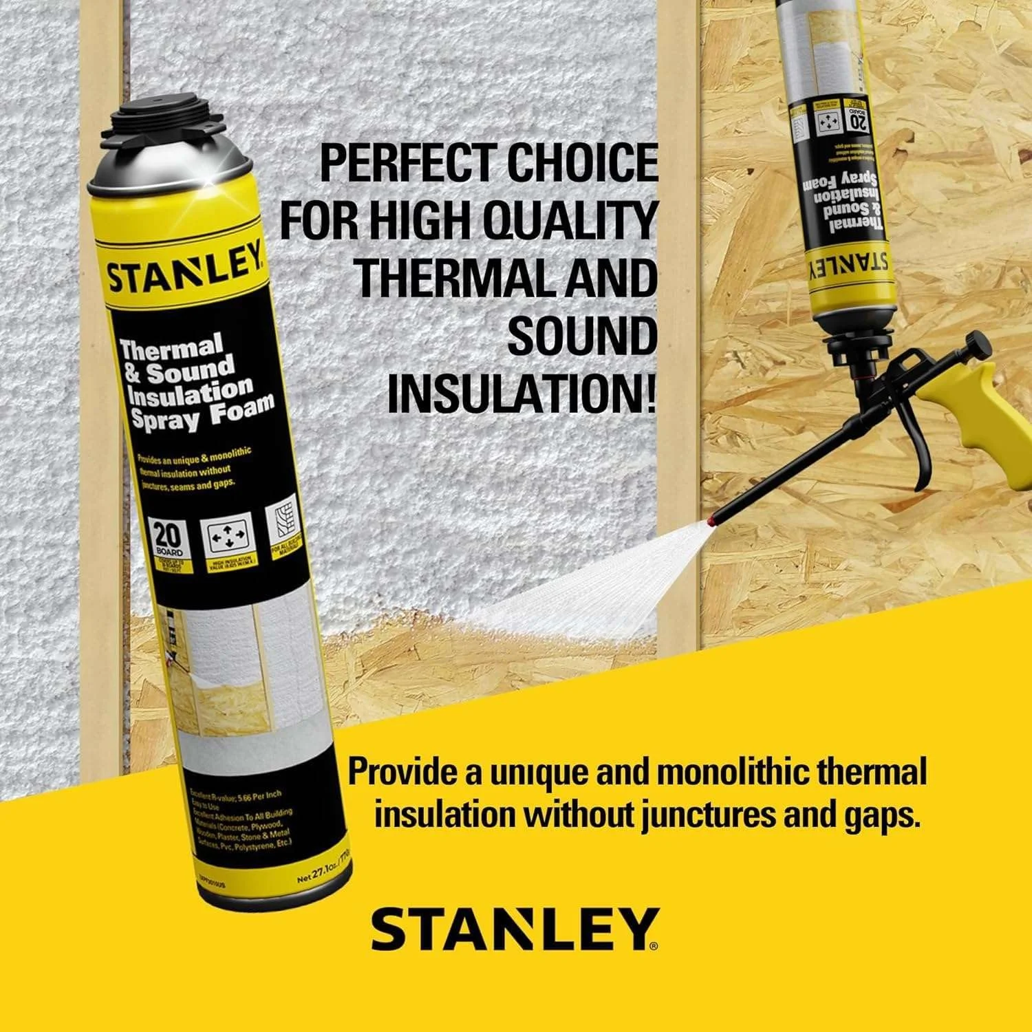 Stanley Supercoat Spray Foam Insulation Kit - Closed Cell, 480 Board feet, 27.1 oz, 24 Pack