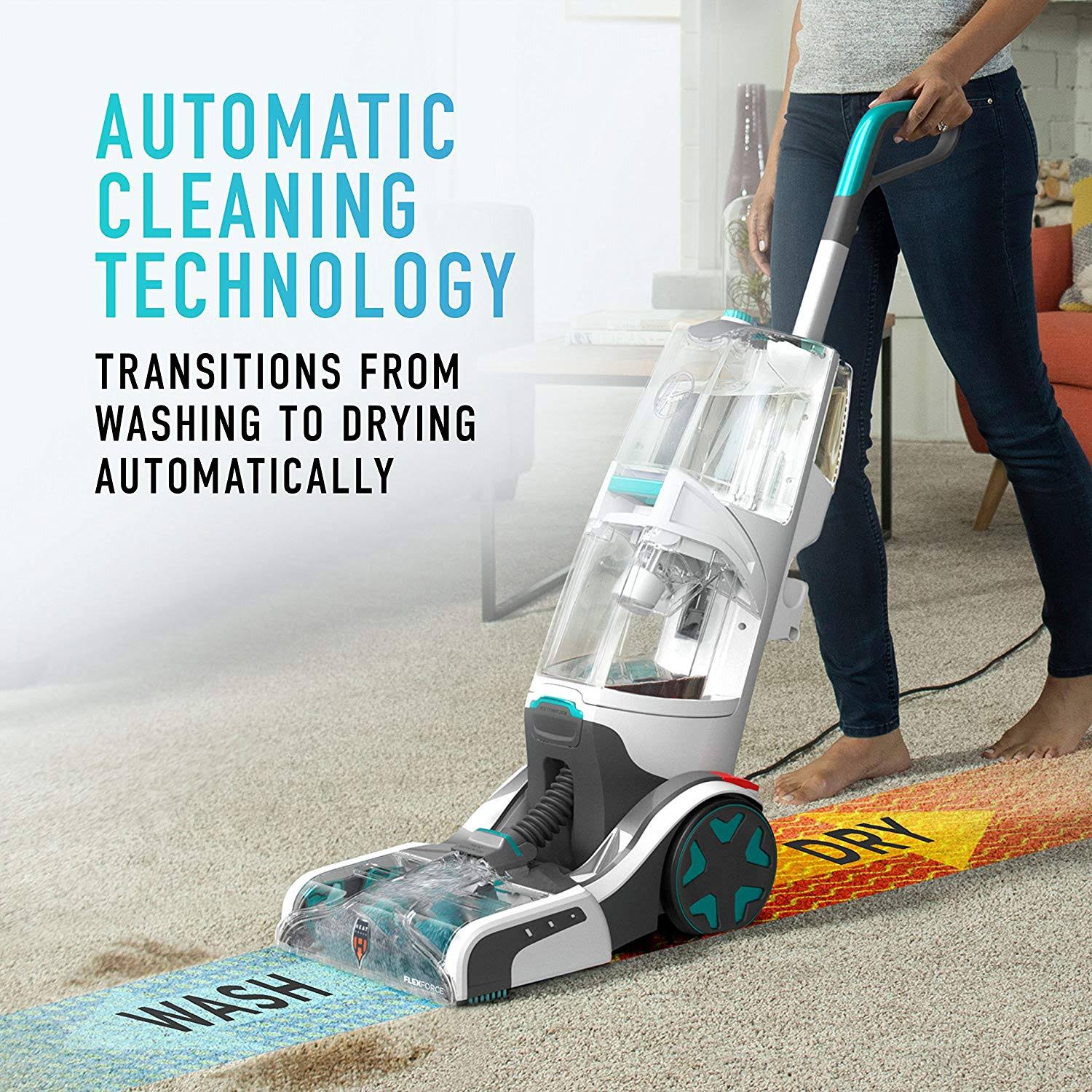 Hoover SmartWash Automatic Carpet Cleaner - Teal/Transparent