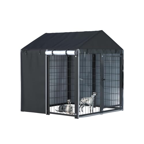 Outdoor Dog Kennel Cover, 600D Heavy Duty Waterproof 4.2 ft. x 4.2 ft. x 4.5 ft. Outdoor Large Full Cover Dog Kennel Cover, Waterproof, Windproof UV Resistant (Cover Only)