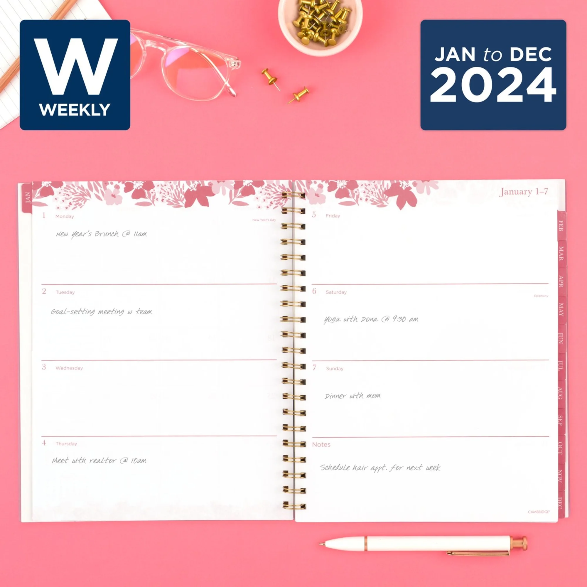 Cambridge Thicket 2024 Weekly Monthly Planner Large 8 12 x 11 - Planners