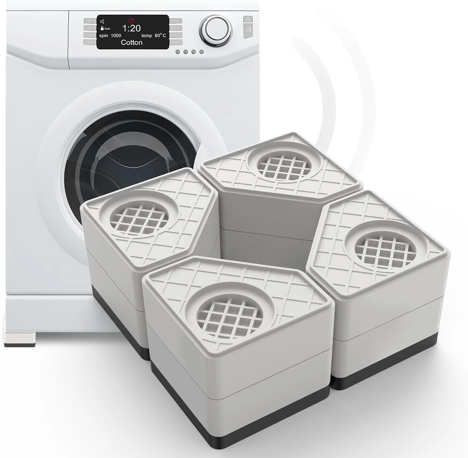 8 Packs Anti Vibration Pads, Pedestal for Washer and Dryer with 1100 lbs Weight Capacity, Double Heighten Washing Machine Foot Pads for Anti Slip & Noise-reducing Protects Laundry Room Floor SEISSO