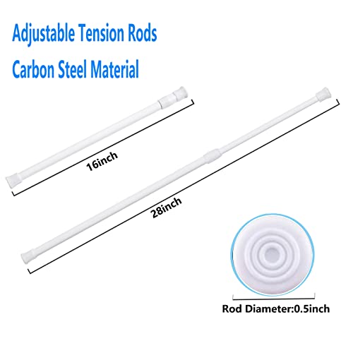 2 Pack Small Tension Rods 7 in to 11 Curtain Rods in Extendable Width Spring Cupboard Bars for Window,Wardrobe, Kitchen Utensils and Cabinet Without Drilling Adjustable