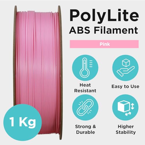 Polymaker ABS Filament 1.75mm Black, ABS 3D Printer Filament 1.75mm Heat Resistant 1kg - PolyLite ABS 3D Printing Filament 1.75mm, Strong & Durable, Dimensional Accuracy +/- 0.03mm