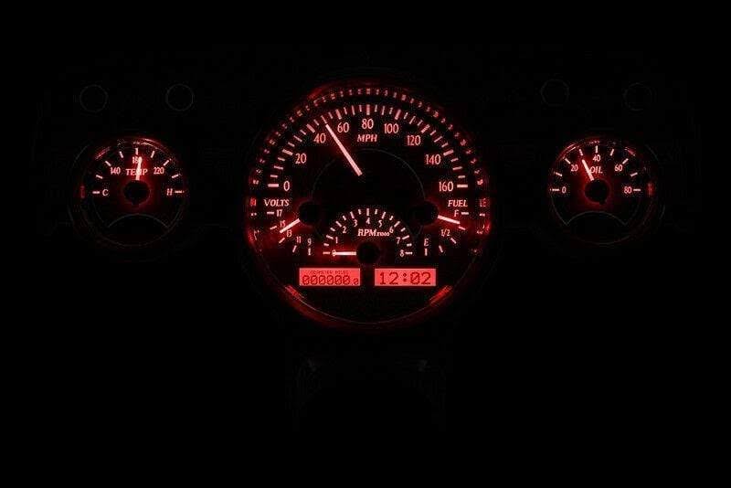Dakota Digital 57 Chevy Car Analog Gauges System Silver Alloy Red VHX-57C-S-R