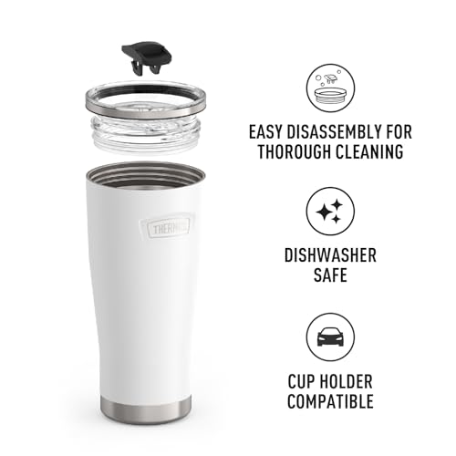 THERMOS ICON SERIES, Stainless Steel Cold Tumbler with Slide Lock, 24 Ounce, Sandstone