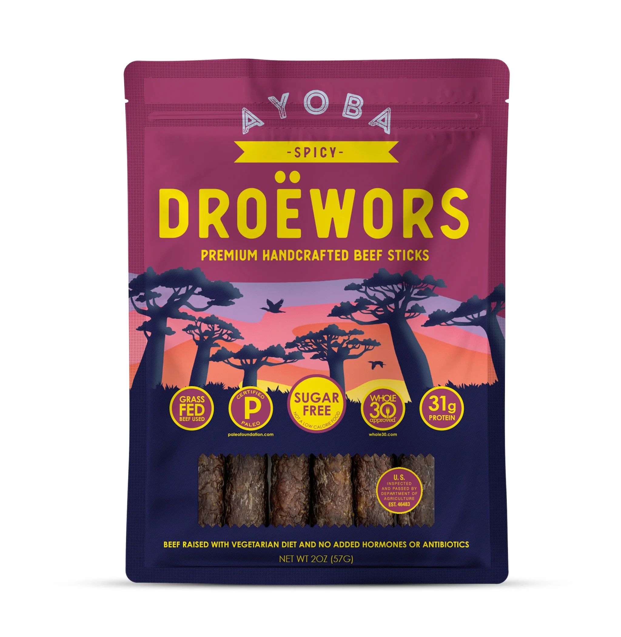 Ayoba-yo - Beef Stick Droewors - Case of 12 - 1 OZ