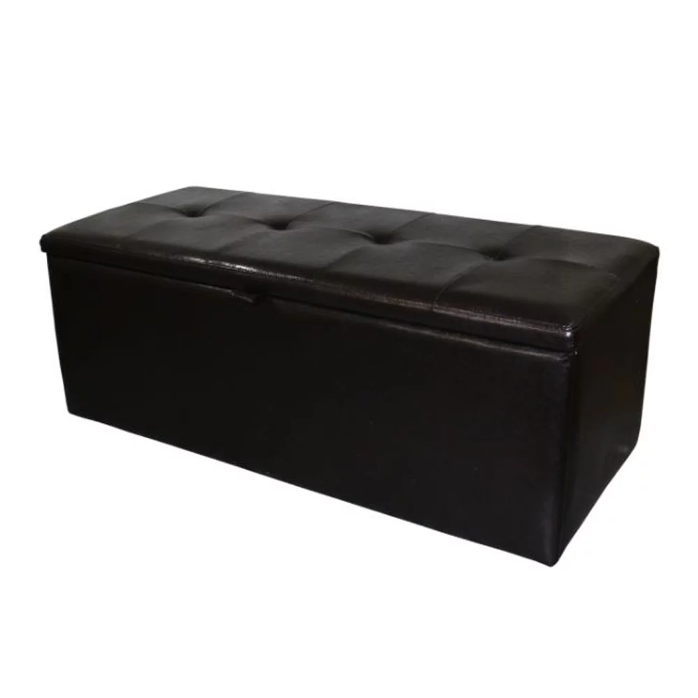 Wooden Shoe Storage Bench with Tufted Leatherette Seating, Dark Brown- Saltoro Sherpi