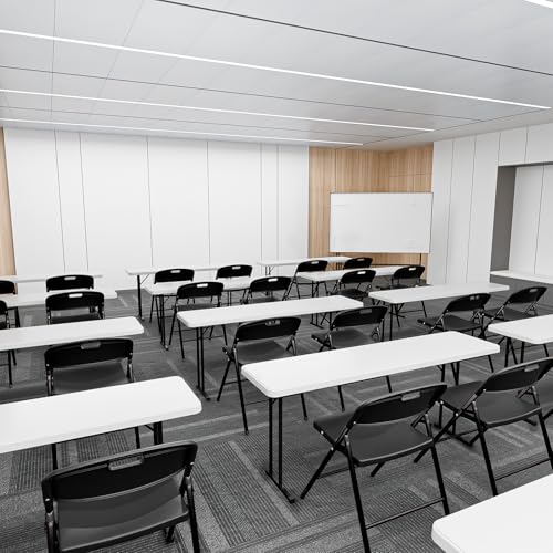 VINGLI Folding Chairs, Plastic Foldable Chair, Capacity up to 350 lbs, Portable Seating for Indoor Outdoor Events Parties Camping Work School Commercail (6, White)