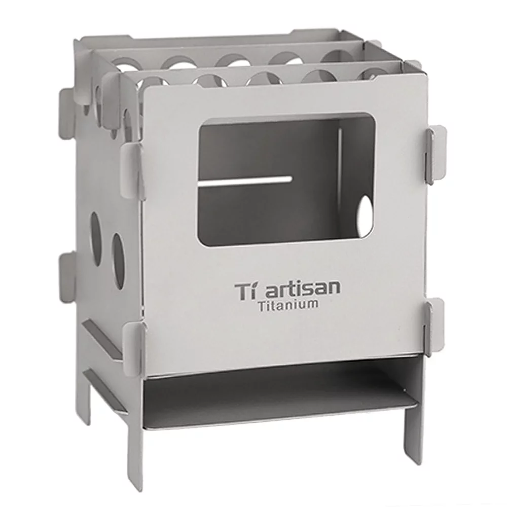 Ti artisan Portable Foldable Titanium Wood Burning Stove Pocket Stove Camping Cooking Picnic Backpacking Stove