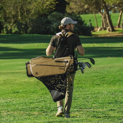 KVV Lightweight Golf Stand Bag with 7 Way Full-Length Dividers, 5 Zippered Pockets, Automatically Adjustable Dual Straps，Elegant Design