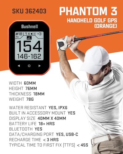 Wearable4U - Bushnell Phantom 3 Slope GPS Golf Green with Slope Technology, Touchscreen, Magnetic Cart Mount with Towel Bundle