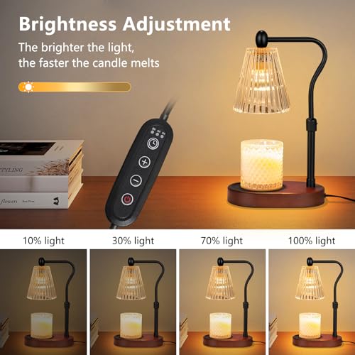 Candle Warmer Lamp - Candle Warmer Lamp with Timer and Dimmer Adjustable Height,Electric Wax Melt Warmer with 2 Bulbs for Scented Jar Candles Home Decor Mother's Day Gifts