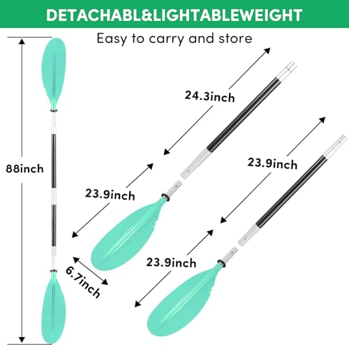 Kayak Paddles Adjustable 88in 4 Piece Kayak Oars Boat Paddles for Adults with Paddle Leash, Canoe Paddles for Kayaking Rafting Jet Ski Canoe Outdoor Kayak Water Sports and Safety Boat Accessories