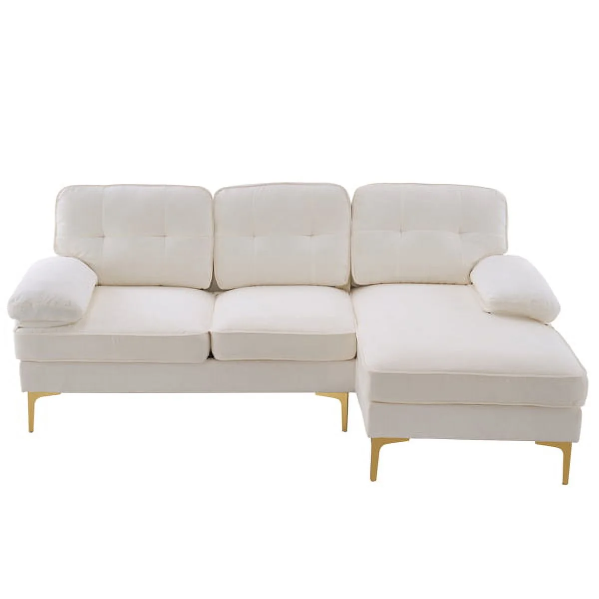 SYTHERS Convertible Sectional Sofa Couch 3-Seat Sectional Sleeper Sofa with Memory Foam & Comfortable Backrest, Oversized Seats, White