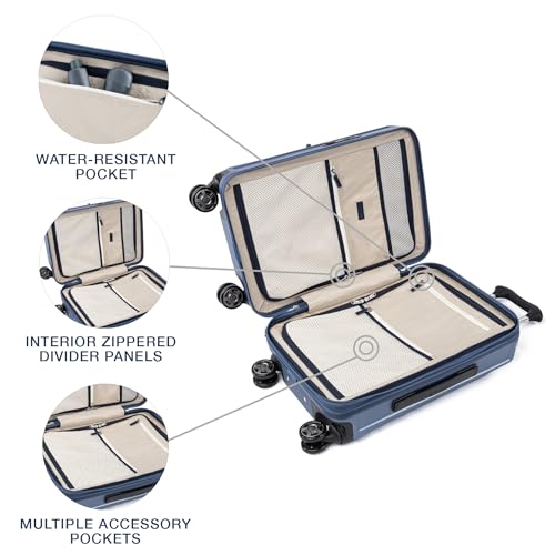 Travelpro Platinum Elite Hardside Expandable Carry on Luggage, 8 Wheel Spinner, TSA Lock, Hard Shell Polycarbonate Suitcase, Metallic Sand, Compact Carry on 20-Inch