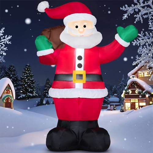 Joiedomi 6 FT Christmas Inflatable Santa with Gift Bag, Blow Up Xmas Inflatable Decorations with Build in LEDs for Christmas Decor, Yard Outdoor Garden Lawn Winter Decorations