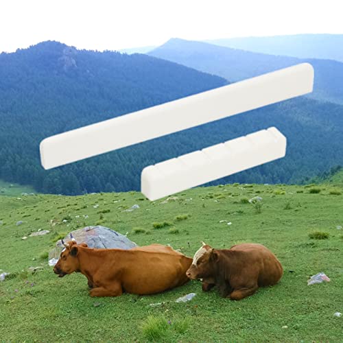 Miwayer 6 String Acoustic Guitar Bone Bridge Saddle and Nut Made of Real Bone