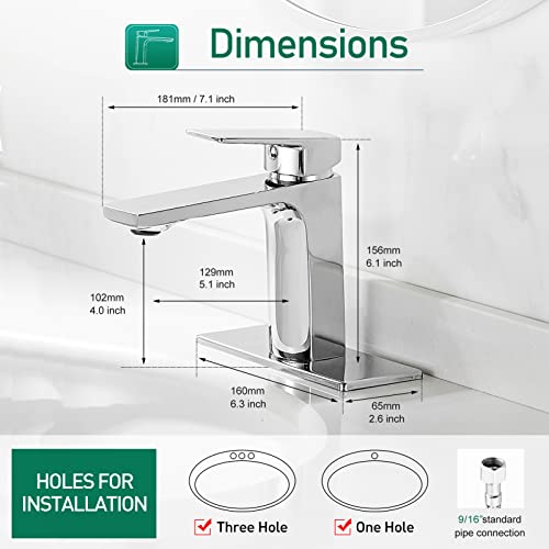 VOTON Vessel Sink Faucet Matte Black Tall Bathroom Faucet Single Handle Vanity Bathroom Sink Faucet 1 Hole Basin Mixer Tap with Water Supply Hose and Pop Up Sink Drain