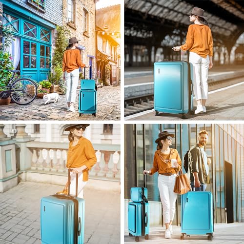 22 Inch Carry On Luggage 22x14x9 Airline Approved, Carry On Suitcase with Wheels, Hard-shell Carry-on Luggage, Durable Luggage Carry-On, Black Small Suitcase with Cosmetic Case