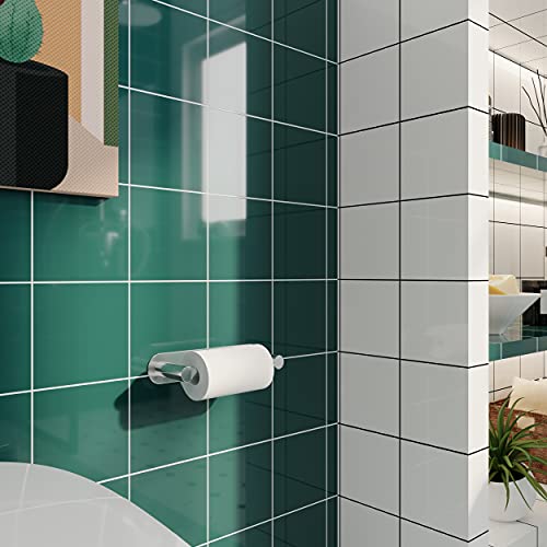 Adhesive Toilet Paper Holder Brushed Nickel Bathroom Double Post Pivoting Toilet Tissue Holder Roll Holder Stick On No Drilling Stainless Steel and Zinc Alloy