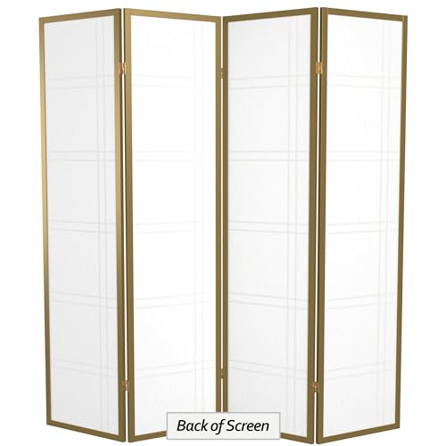 Red Lantern 6 ft. Tall Double Cross Shoji Screen-Grey-3 Panels Room Divider