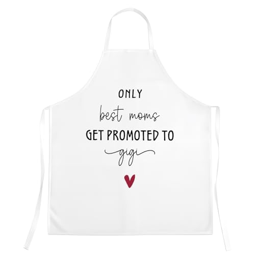 Only The Best Moms Get Promoted To Gigi Grandma Aprons Gifts for Women, Gigi Grandmother Pregnancy Baby Announcement Waterproof Apron for Cooking Kitchen Dishwashing Baking Grill