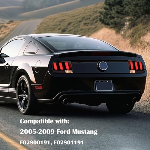 LED Tail Lights Assembly Compatible with 2005 2006 2007 2008 2009 Ford Mustang Rear Taillights Brake Lamp, Black Housing Clear Lens