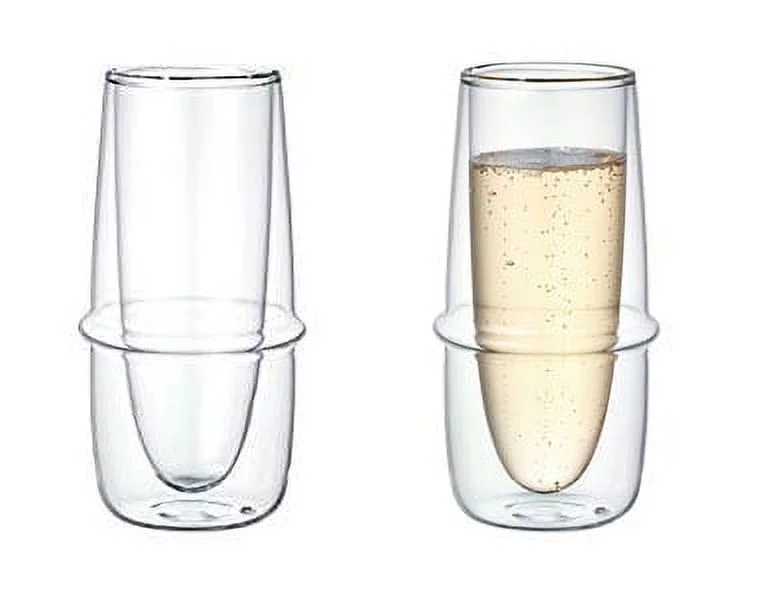 Double-Wall Kinto KRONOS Champagne Glass - Maintains Temperature - Prevents Condensation - Set of 2-160 ml (5.41fl. oz.) each