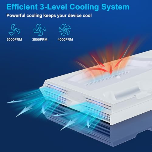 Cooling Station for PS5 with Dual Controller Charging Station, Stand for PS5 Slim Console, Headset Holder, 4 USB Hub & USB-C Port - All-in-One Accessories Organizer, White