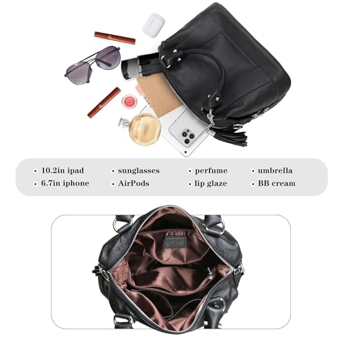 HESHE Womens Genuine Leather Handbags Purse Crossbody Satchel Tote Bags Ladies Real Leather Bags