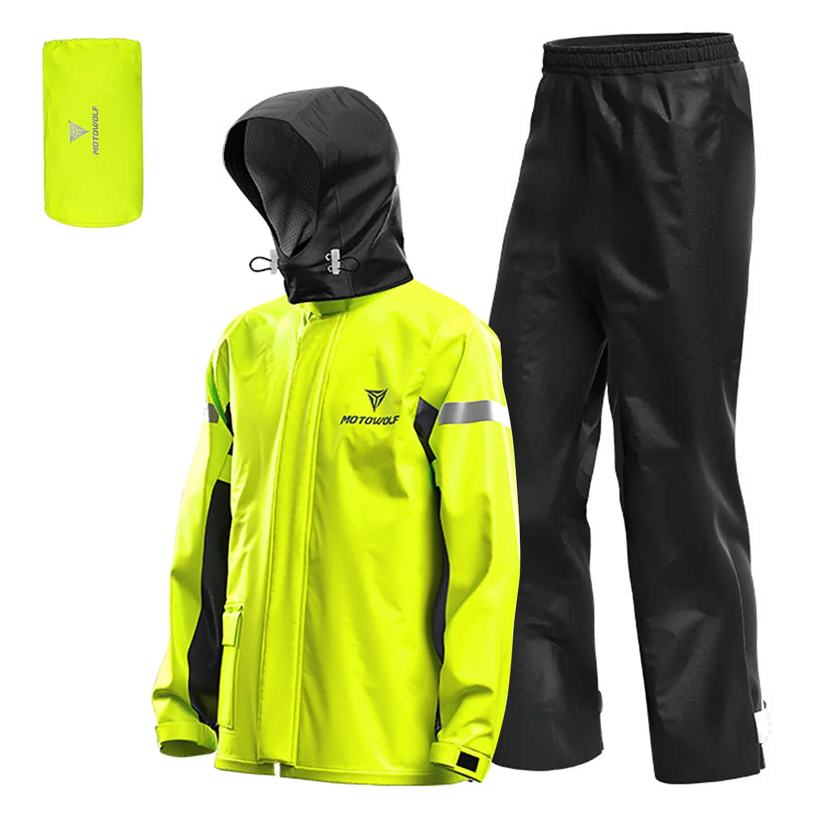Men's Reflective Waterproof Rain Jacket and Pants Rain Gear for Bike Riding Cycling Camping Hiking