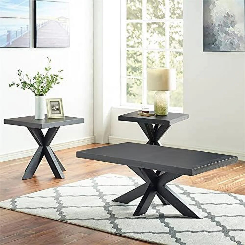 TJUNBOLIFE Company Harris Ebony Finish Wood Pedestal Cocktail Table