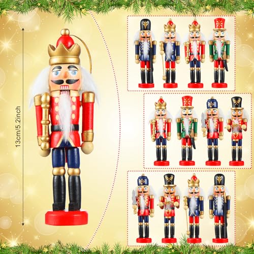 Aoriher 36 Pcs Christmas Nutcracker Ornament Small Wooden Soldier Hanging Decorations Nutcracker Figure Ornament for Christmas Figure Decoration