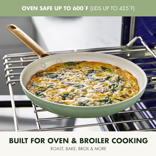 GreenPan Reserve Hard Anodized Healthy Ceramic Nonstick 10 Piece Cookware Pots and Pans Set, Gold Handle, PFAS-Free, Dishwasher Safe, Oven Safe, Twilight Blue