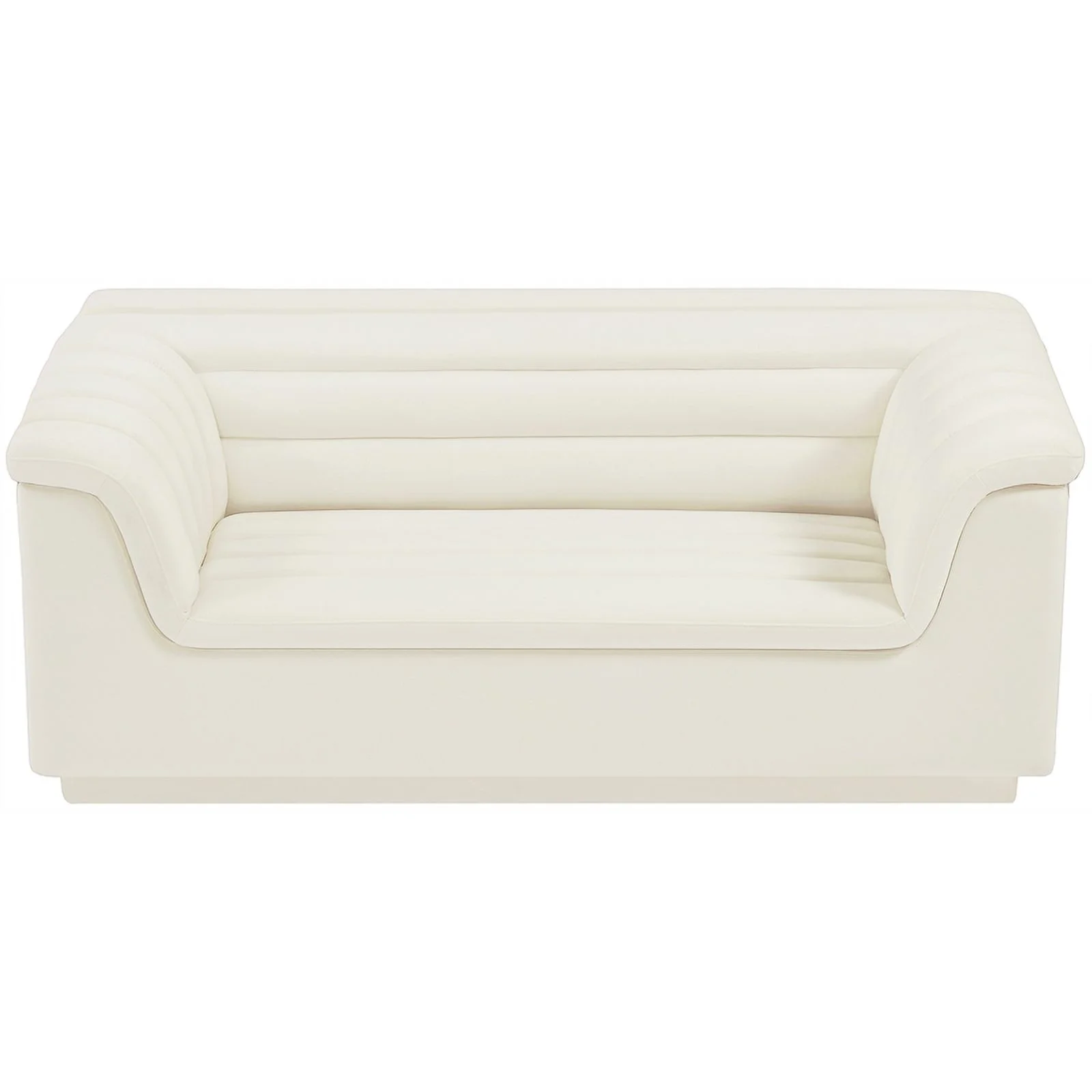 Meridian Furniture Cascade Cream Velvet Fabric Loveseat