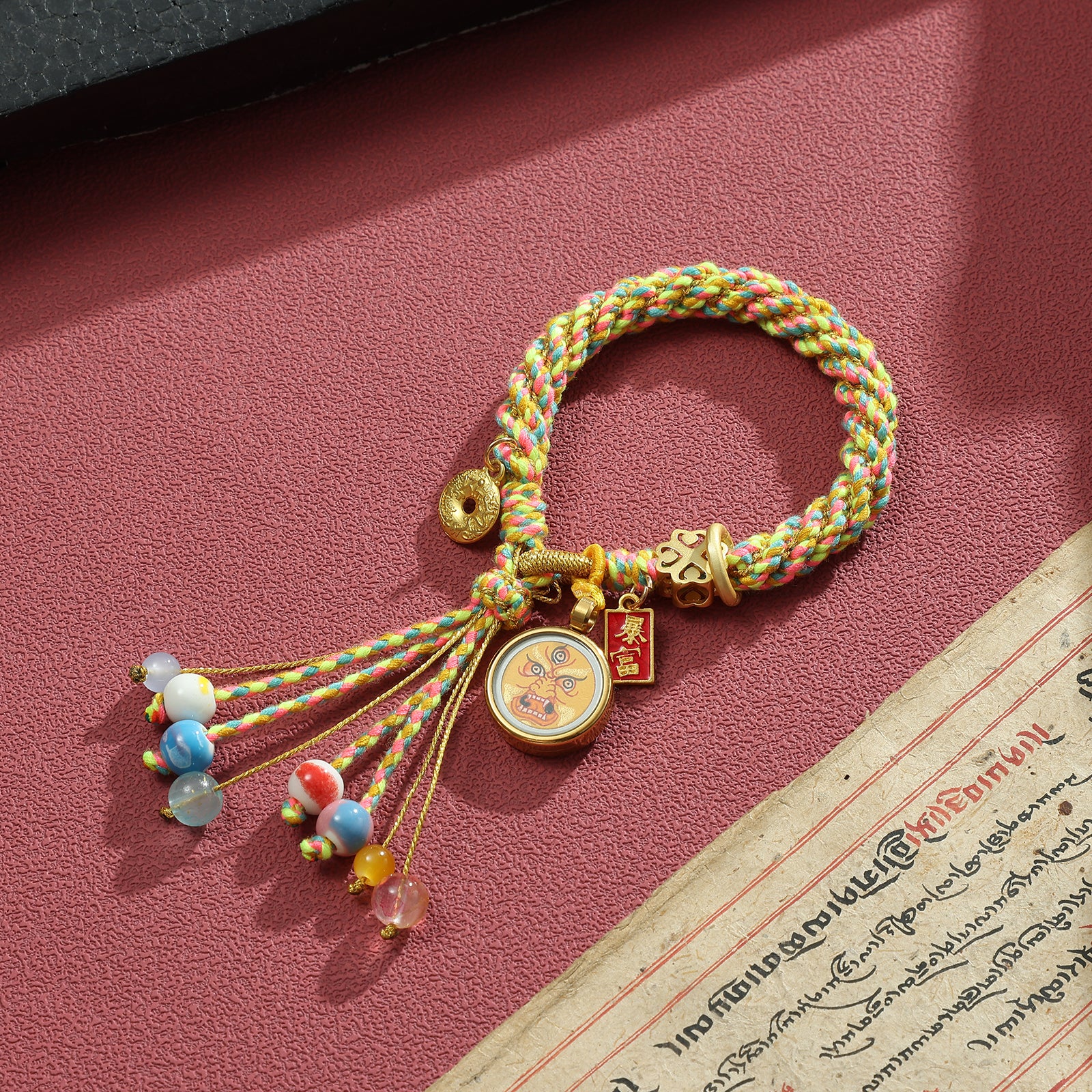 Zashi Lhamo Fortune Thangka Bracelet - Yellow Cord