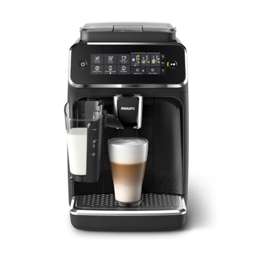 Philips 3200 Series Fully Automatic Espresso Machine, LatteGo Milk Frother, 5 Coffee Varieties, Intuitive Touch Display, 100% Ceramic Grinder, AquaClean Filter, My Coffee Choice, Black (EP3241/54)