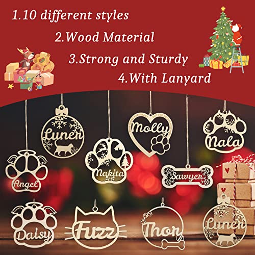 Personalized Dog Christmas Ornament, Custom Ornaments Christmas Wooden with Your Dog's Name for Christmas Tree, Customized Dog Paw Ornaments Pets Name Decor Gifts