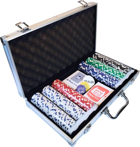 Fat Cat 11.5 Gram Texas Hold 'em Claytec Poker Chip Set with Aluminum Case, 500 Striped Dice Chips