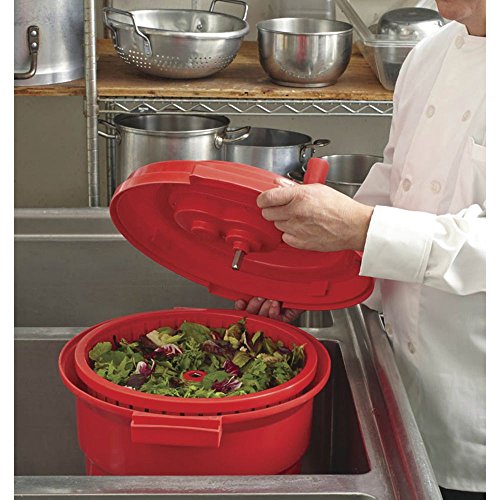 Chef Master 90012 Commercial Salad Spinner | 2.5 Gallon Capacity Salad Dryer | Sealed Gearbox | Built-in Brake System with Durable Spinner Mechanism