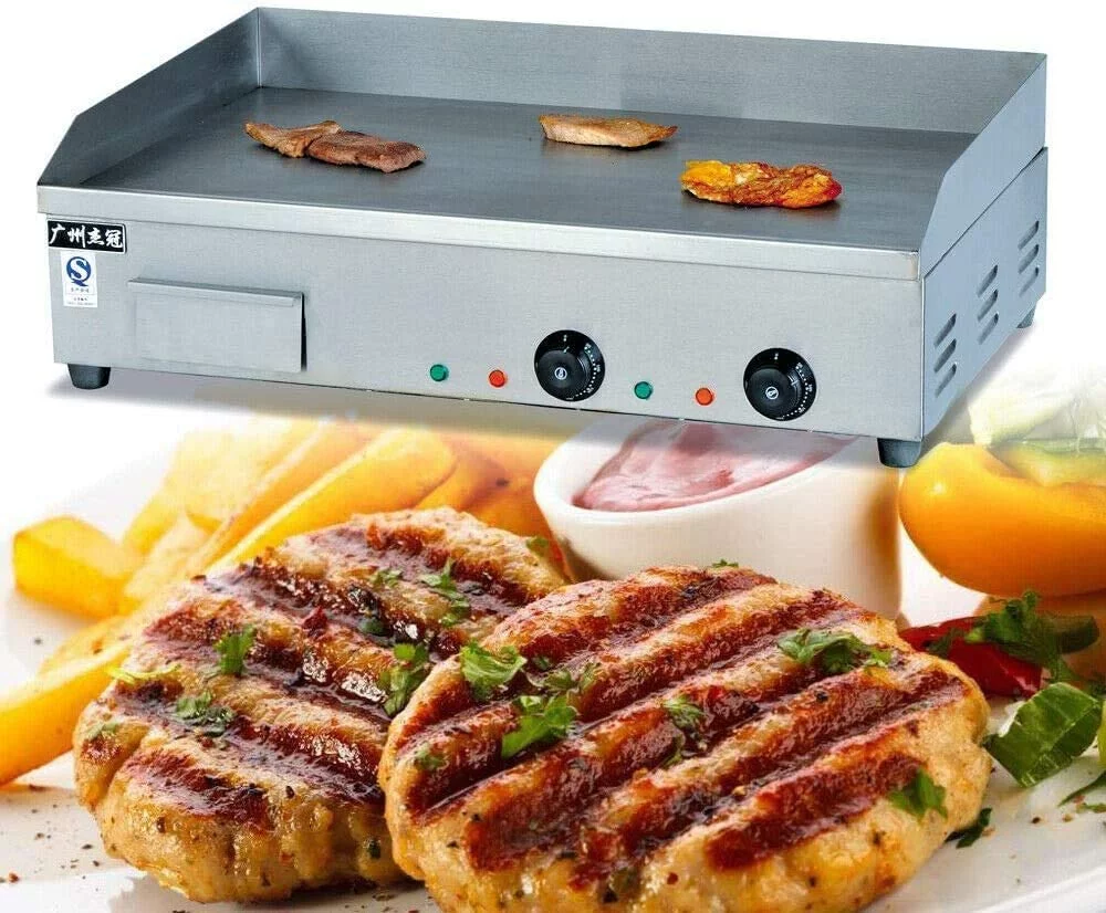Wuzstar 3KW Commercial Griddle Electric Flat Top Grill Stainless Steel Teppanyaki Non-Stick Countertop BBQ Grill