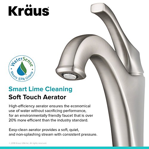 KRAUS KVF-1200BG Arlo™ Brushed Gold Tall Vessel Bathroom Faucet with Pop-Up Drain