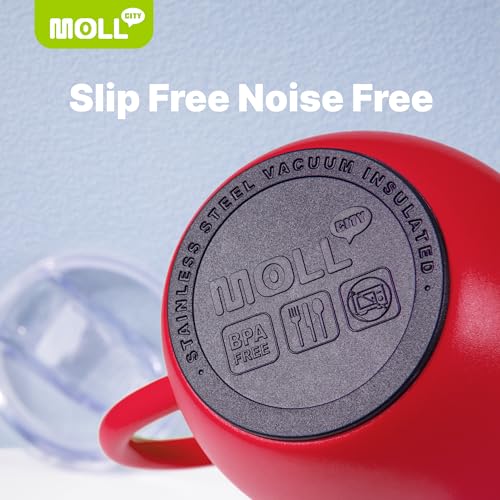 Tumbler with Lid and Straw-12 oz Stainless Steel Double Wall Vacuum Insulated Tumbler Cup with Handle (Canyon Red-Sky Blue)