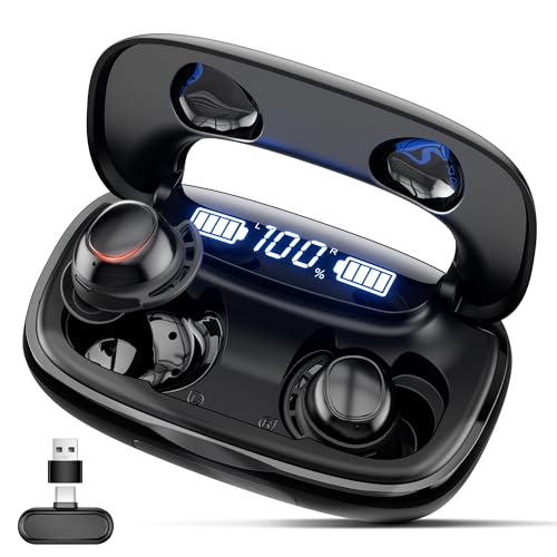 IAMJOY Gaming Earbuds, 20ms Ultra-Low Latency Wireless Earbuds, 90H Playtime, 2.4GHz Dongle & Bluetooth, Noise-Canceling Mic, Compatible with Meta Quest 3/2, PS5/4, Switch, Steam Deck, PC