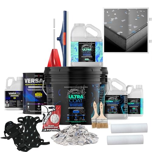 Epoxy Floor Kit for Concrete - USA Made - 2X Thicker, Industrial Grade, Residential & Commercial. 300-400 sq ft or 600 sq ft Kits. Many Styles (Medium Gray with Domino Flake, 300-400 ft²)