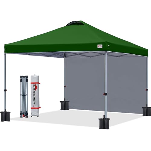MASTERCANOPY Durable Pop-up Canopy Tent with 1 Sidewall (10'x10',White)