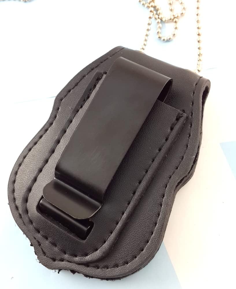 Metal Bounty Hunter Concealed Weapon Carry Permit Badge & Leather Holder