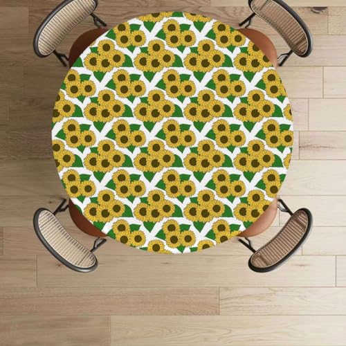 Dark Blue White Tablecloth Pads for Round Tables Old Fashion Romantic Decorating Fitted Round Tablecloth with Elastic Edge Spill Oil-Proof Waterproof House Decor Fits up 40