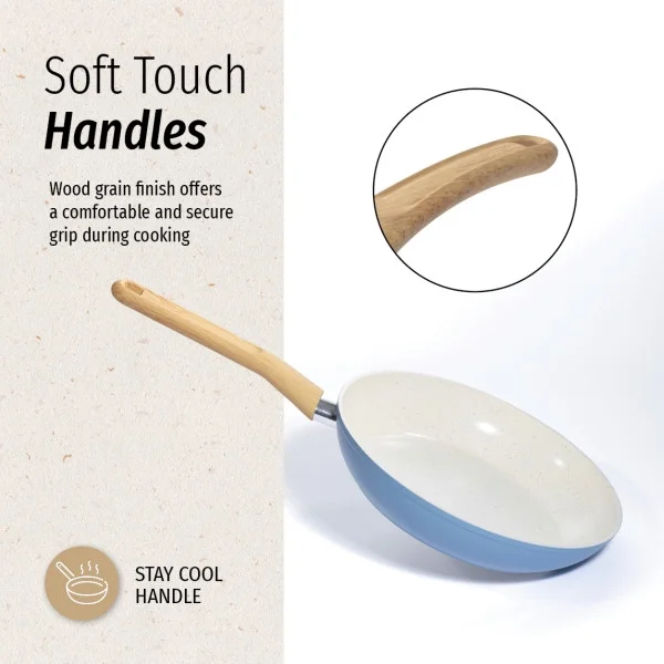 GoodCook Healthy Ceramic Titanium-infused 10-Piece Cookware Set with tools, Light Blue